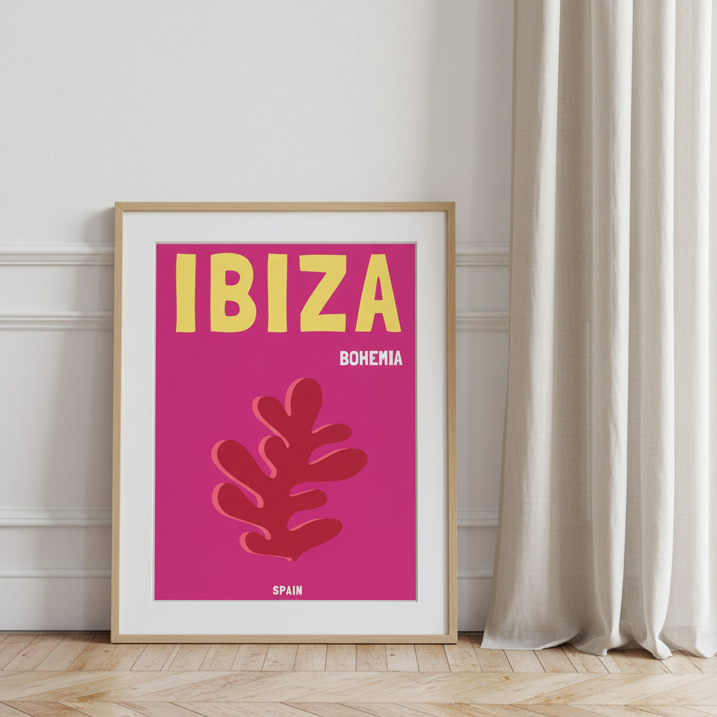 Affiche graphique Ibiza Bohemia, destination soleil et voyage – ADR Gallery
