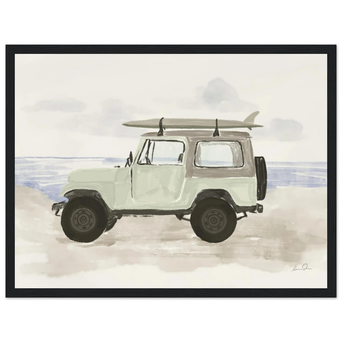 Jeep & surf, affiche illustrée d'Émilie J. Ouellet encadrée – visuel 10