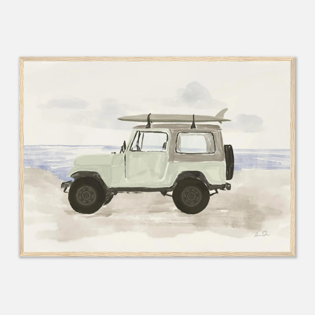 Jeep & surf, affiche illustrée d'Émilie J. Ouellet encadrée – visuel 11