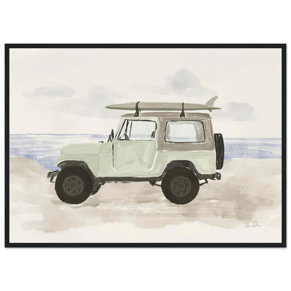 Jeep & surf, affiche illustrée d'Émilie J. Ouellet encadrée – visuel 4