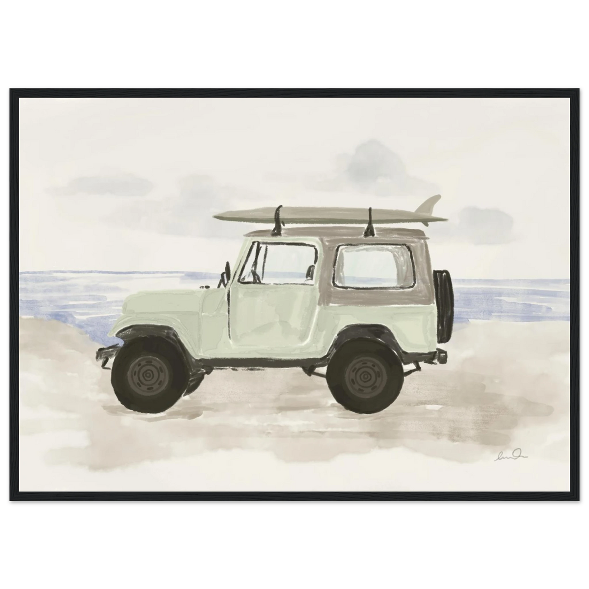 Jeep & surf, affiche illustrée d'Émilie J. Ouellet encadrée – visuel 4
