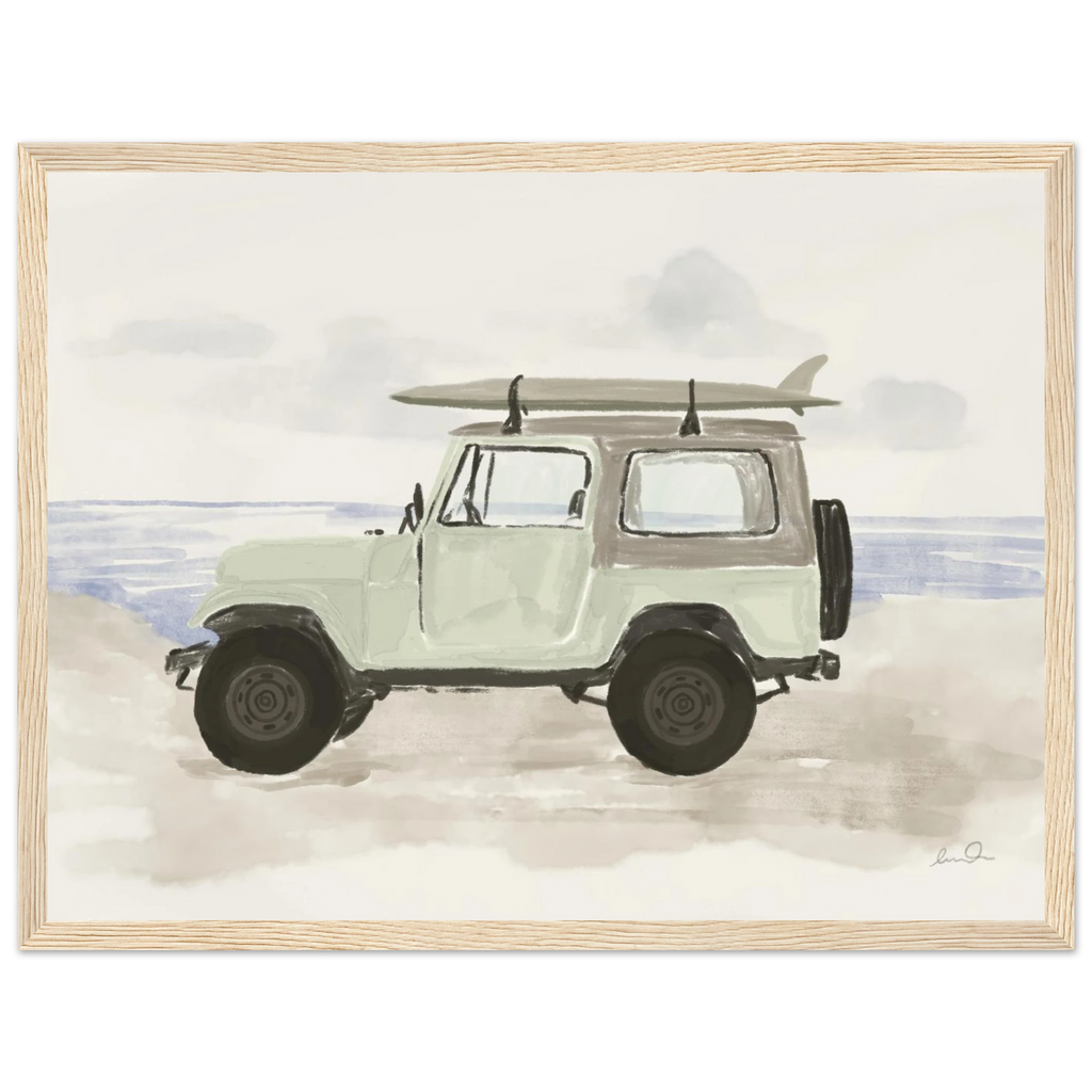 Jeep & surf, affiche illustrée d'Émilie J. Ouellet encadrée – visuel 5