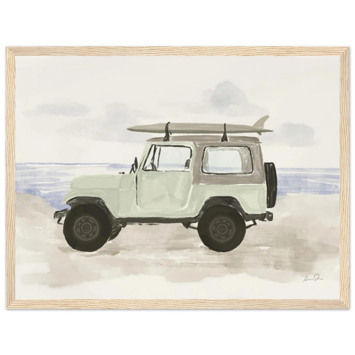 Jeep & surf, affiche illustrée d'Émilie J. Ouellet encadrée – visuel 5