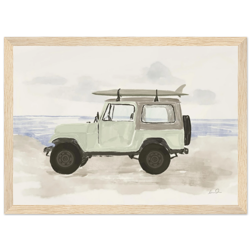 Jeep & surf, affiche illustrée d'Émilie J. Ouellet encadrée – visuel 6