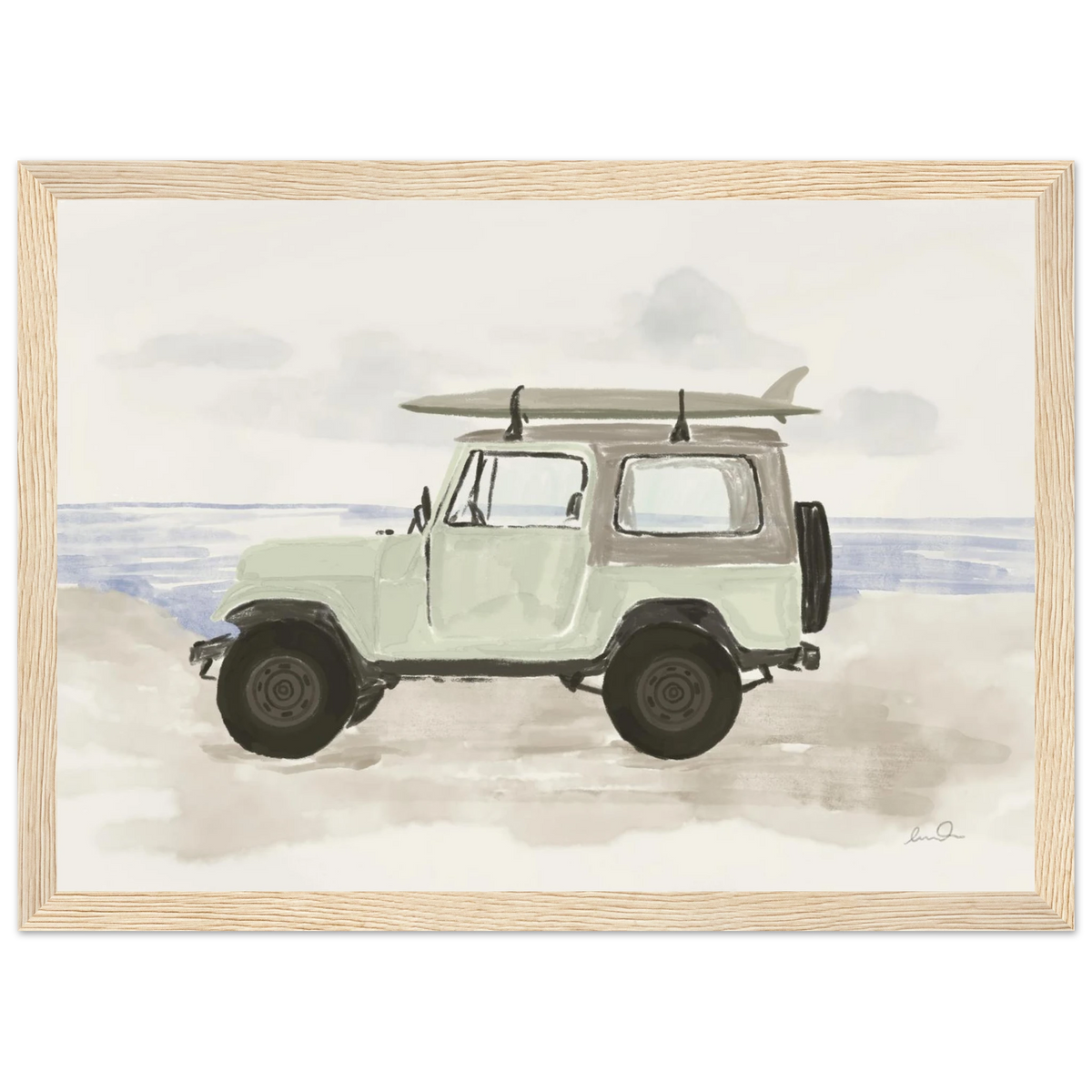 Jeep & surf, affiche illustrée d'Émilie J. Ouellet encadrée – visuel 6