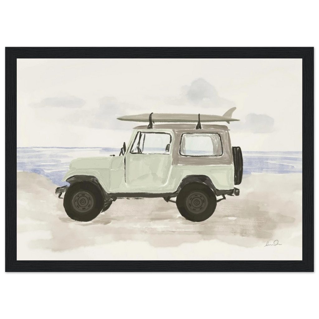 Jeep & surf, affiche illustrée d'Émilie J. Ouellet encadrée – visuel 7
