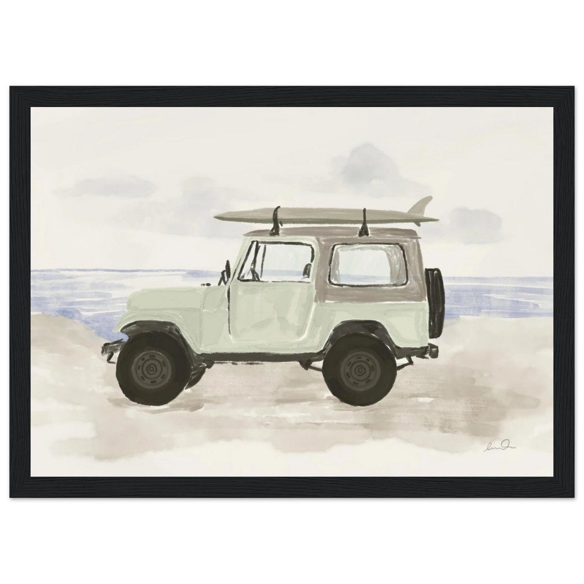 Jeep & surf, affiche illustrée d'Émilie J. Ouellet encadrée – visuel 7