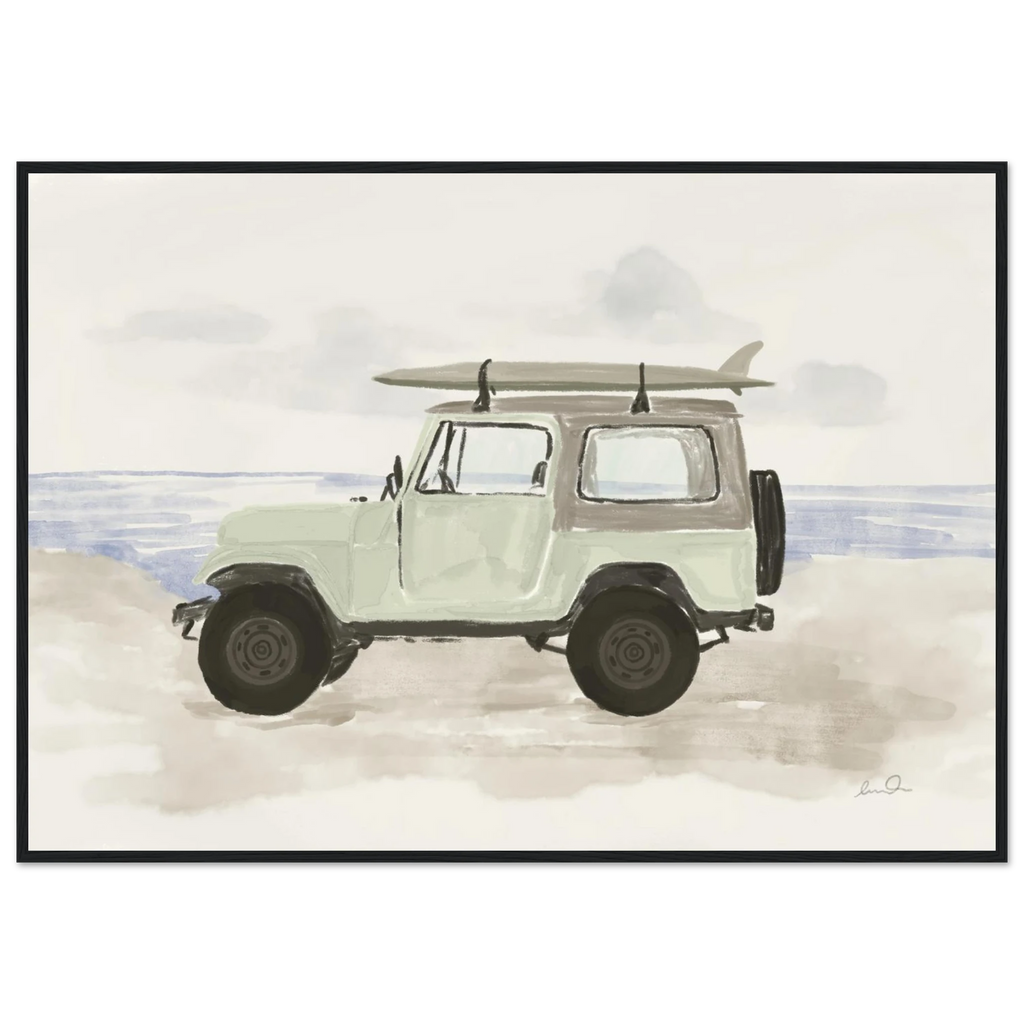 Jeep & surf, affiche illustrée d'Émilie J. Ouellet encadrée – visuel 8