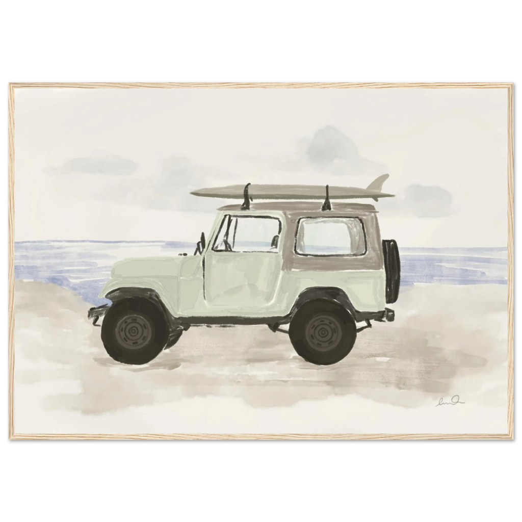 Jeep & surf, affiche illustrée d'Émilie J. Ouellet encadrée – visuel 9