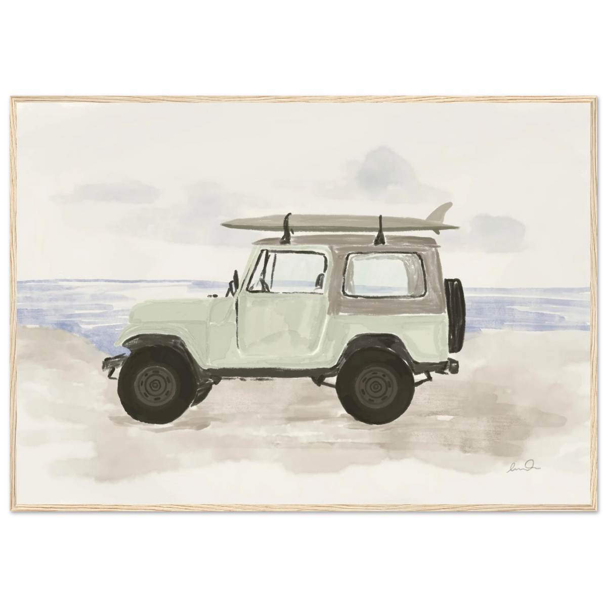 Jeep & surf, affiche illustrée d'Émilie J. Ouellet encadrée – visuel 9