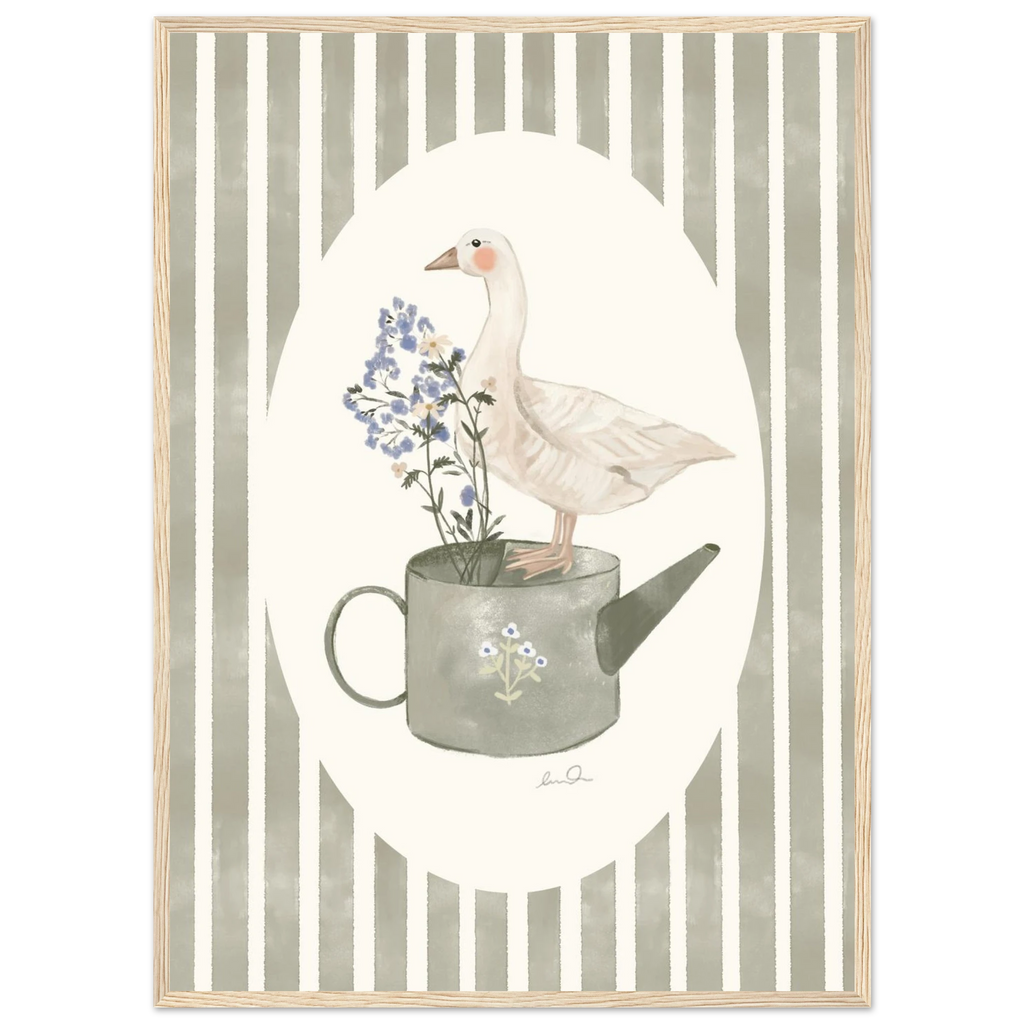 L'oie & l'arrosoir, affiche illustrée d'Émilie J. Ouellet encadrée – visuel 4