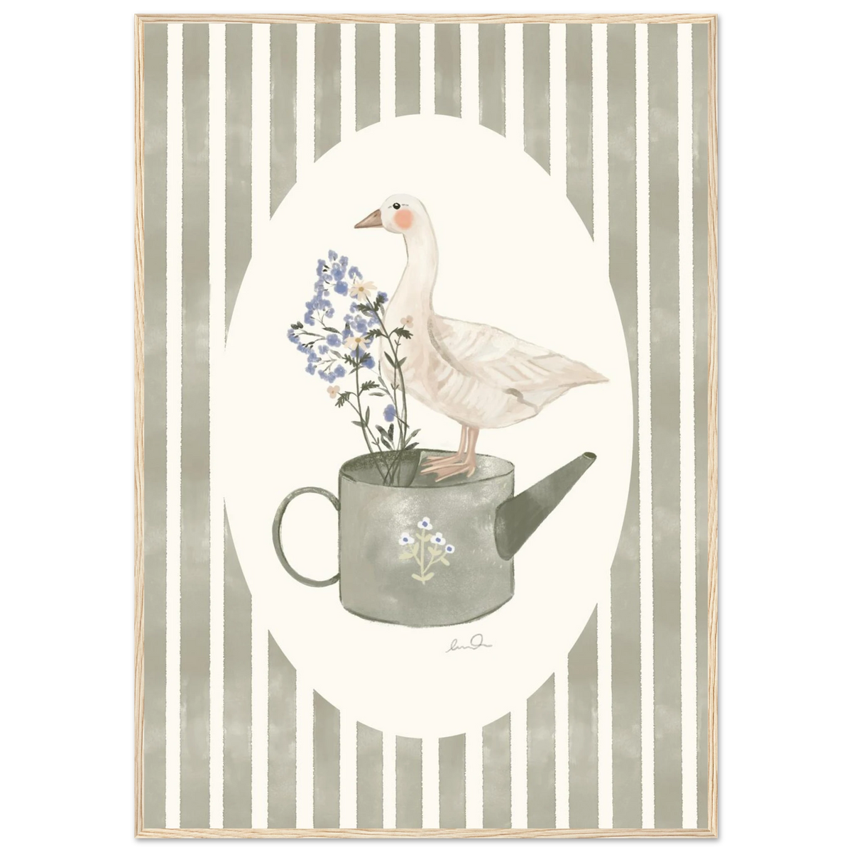 L'oie & l'arrosoir, illustration d'Émilie J. Ouellet – affiche encadrée