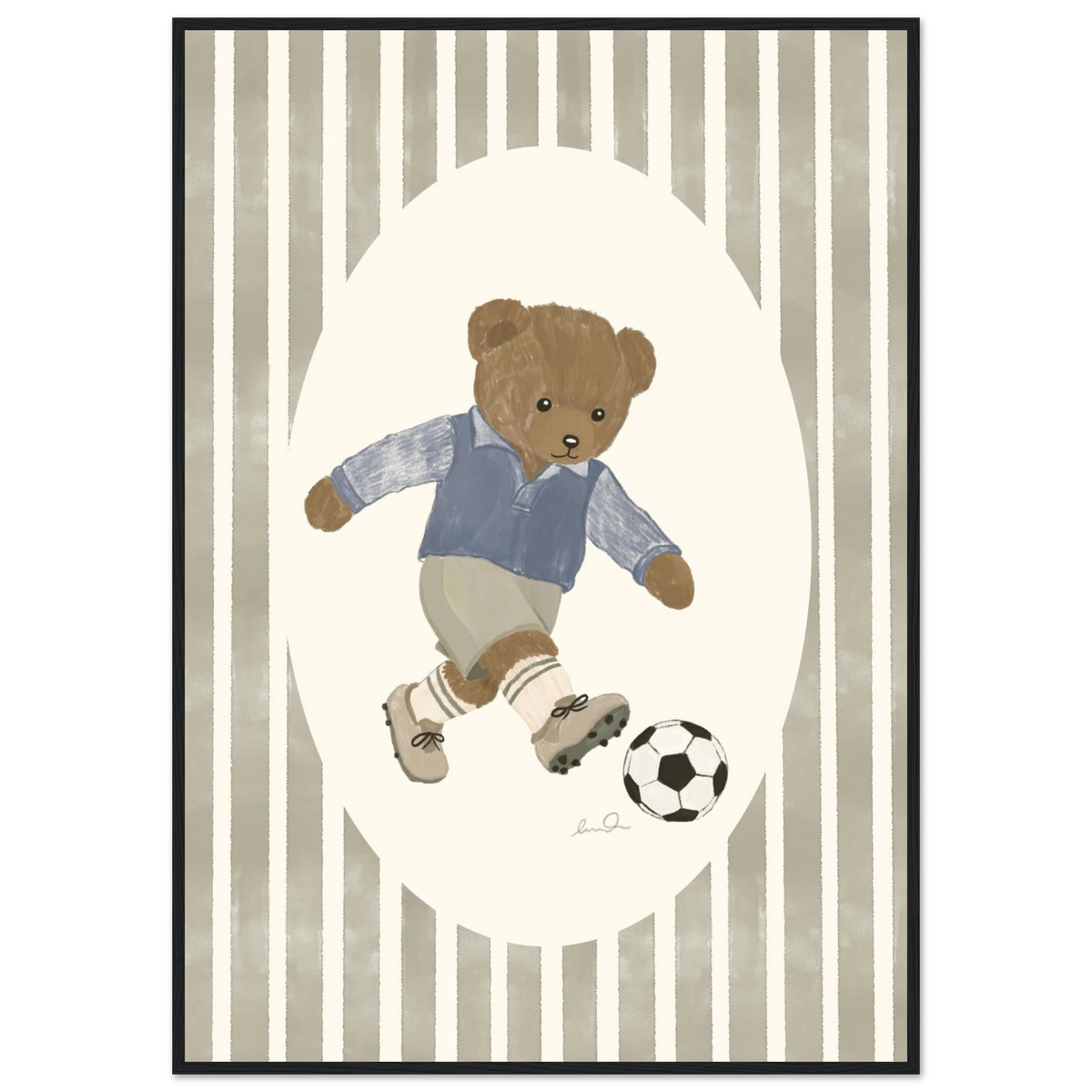 L'ourson joueur de soccer, affiche illustrée d'Émilie J. Ouellet encadrée – visuel 10
