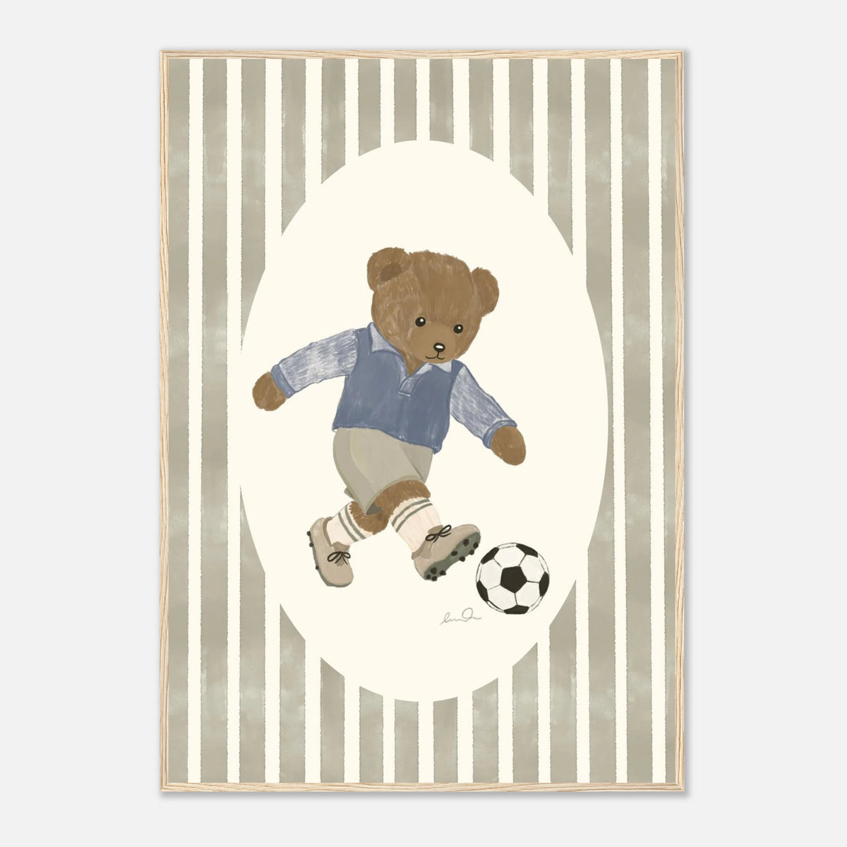 L'ourson joueur de soccer, affiche illustrée d'Émilie J. Ouellet encadrée – visuel 11