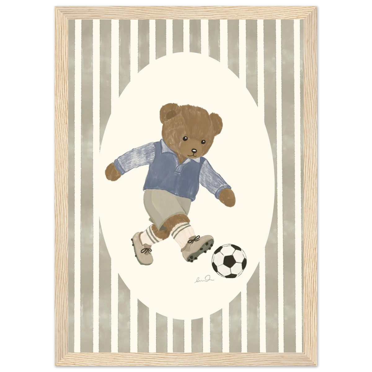 L'ourson joueur de soccer, affiche illustrée d'Émilie J. Ouellet encadrée – visuel 4