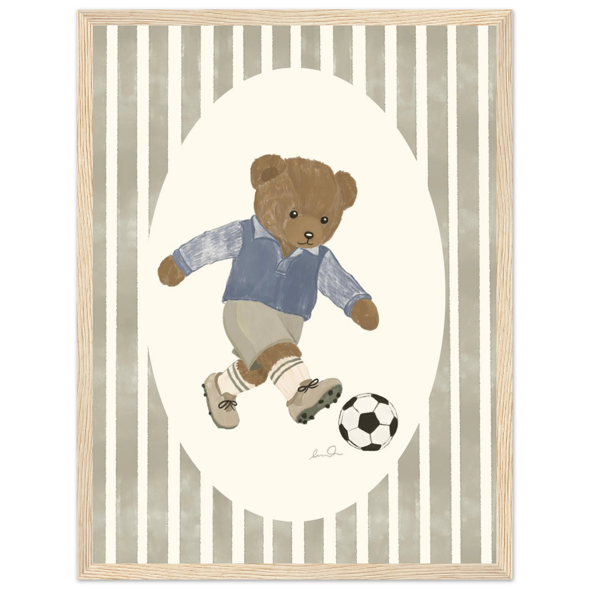 L'ourson joueur de soccer, affiche illustrée d'Émilie J. Ouellet encadrée – visuel 5