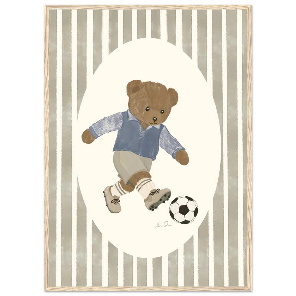 L'ourson joueur de soccer, affiche illustrée d'Émilie J. Ouellet encadrée – visuel 6