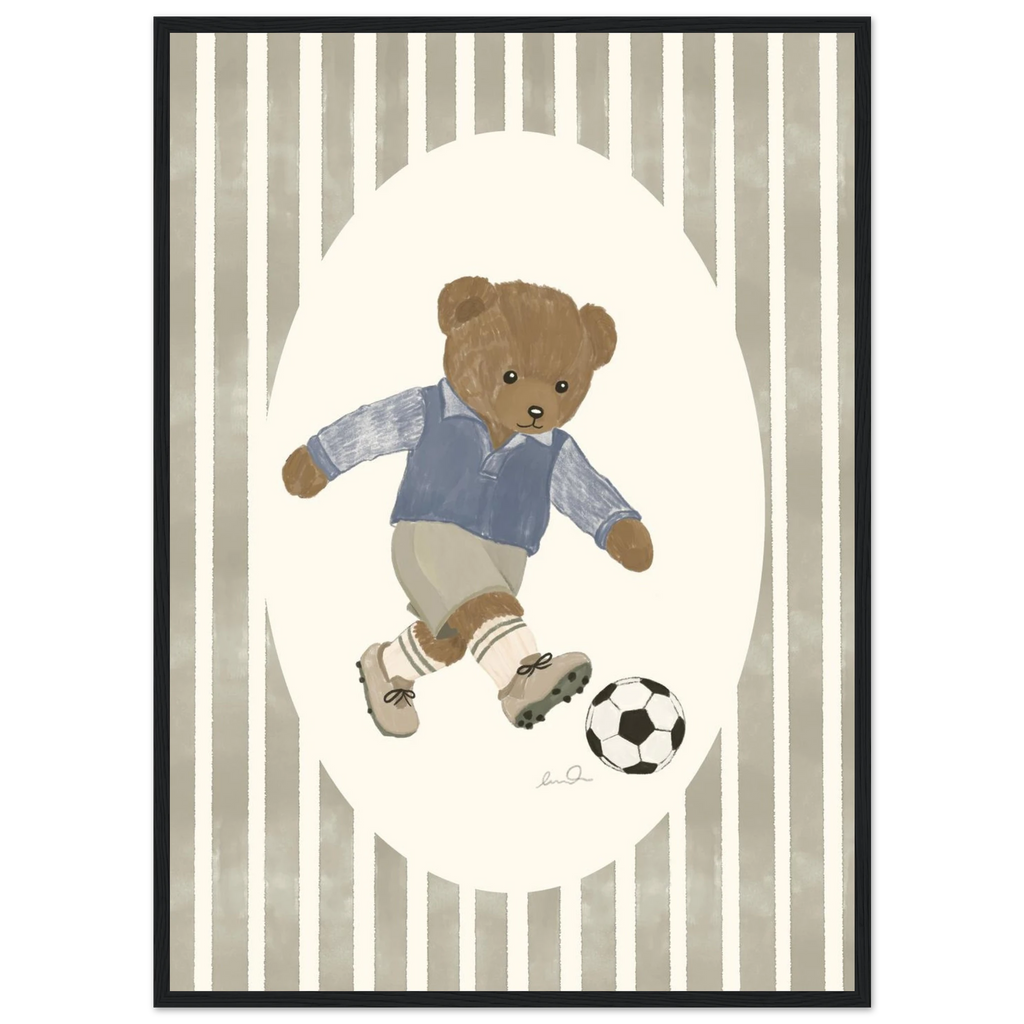 L'ourson joueur de soccer, affiche illustrée d'Émilie J. Ouellet encadrée – visuel 9