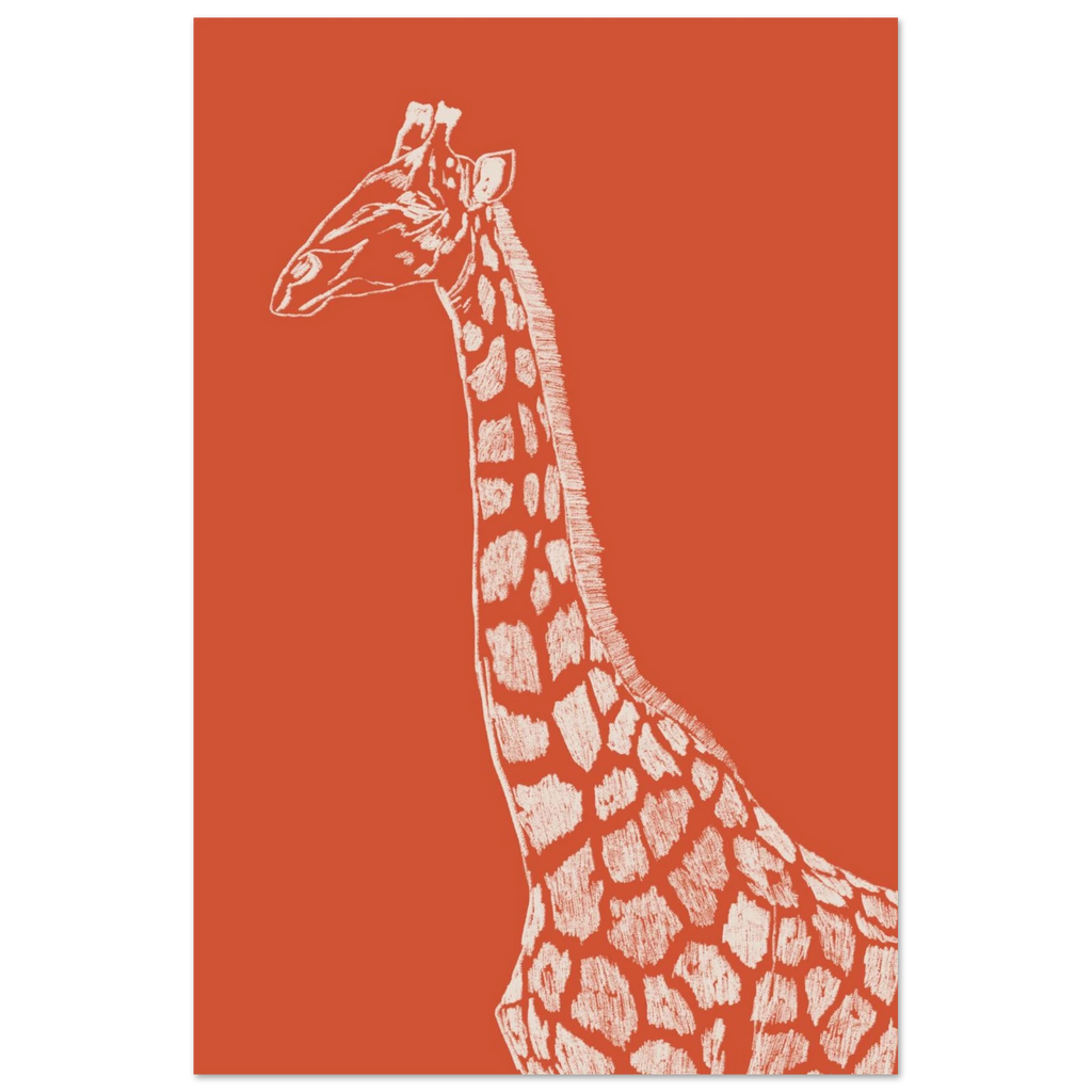 La girafe, version orange, affiche illustrée au crayon par Aude de Riberolles – visuel 9