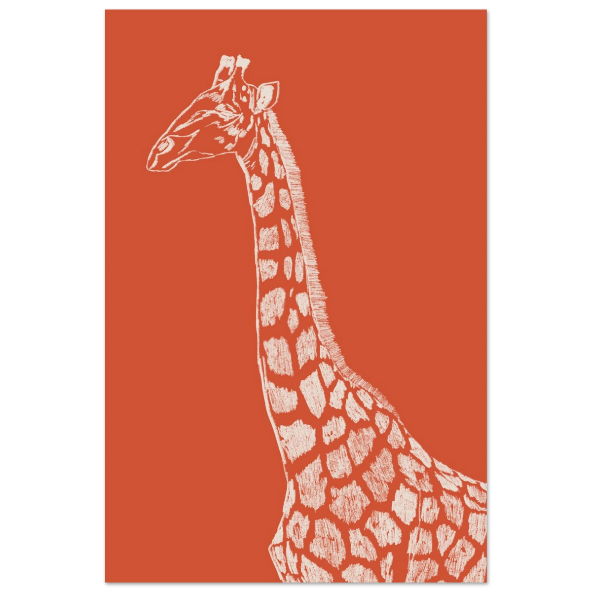 La girafe, version orange, affiche illustrée au crayon par Aude de Riberolles – visuel 9