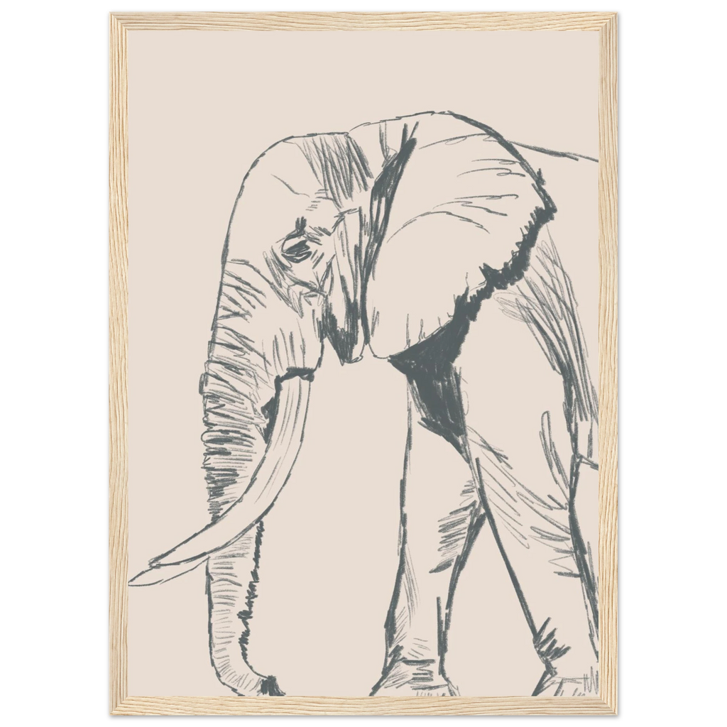 Le grand éléphant version couleur, poster encadré aux nuances subtiles