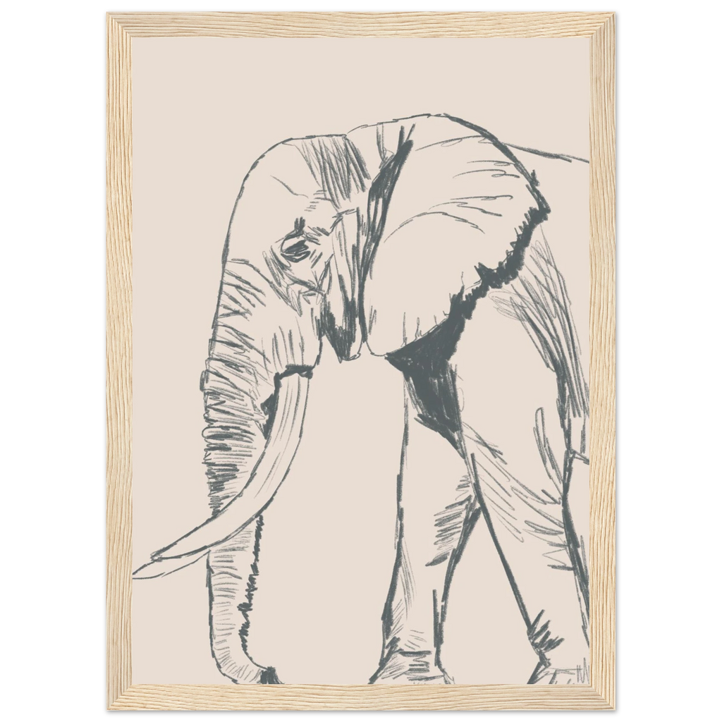 Le grand éléphant version couleur, rendu texturé au crayon – ADR Gallery