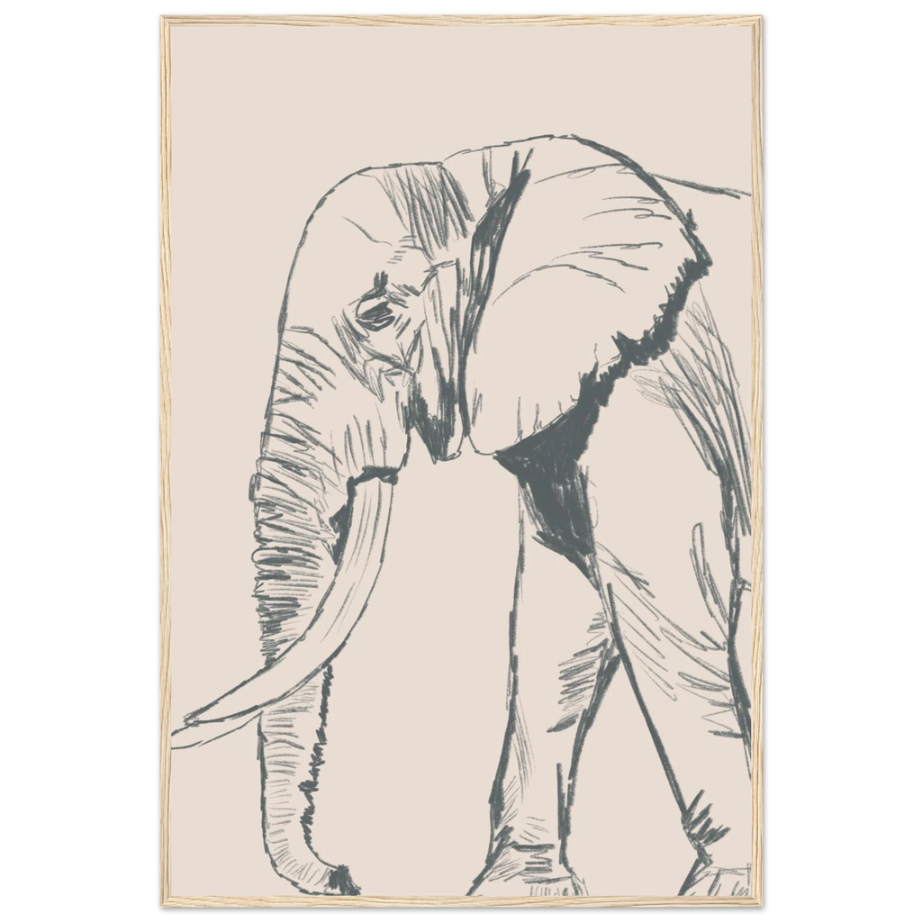 Le grand éléphant version couleur en cadre décoratif, ambiance douce