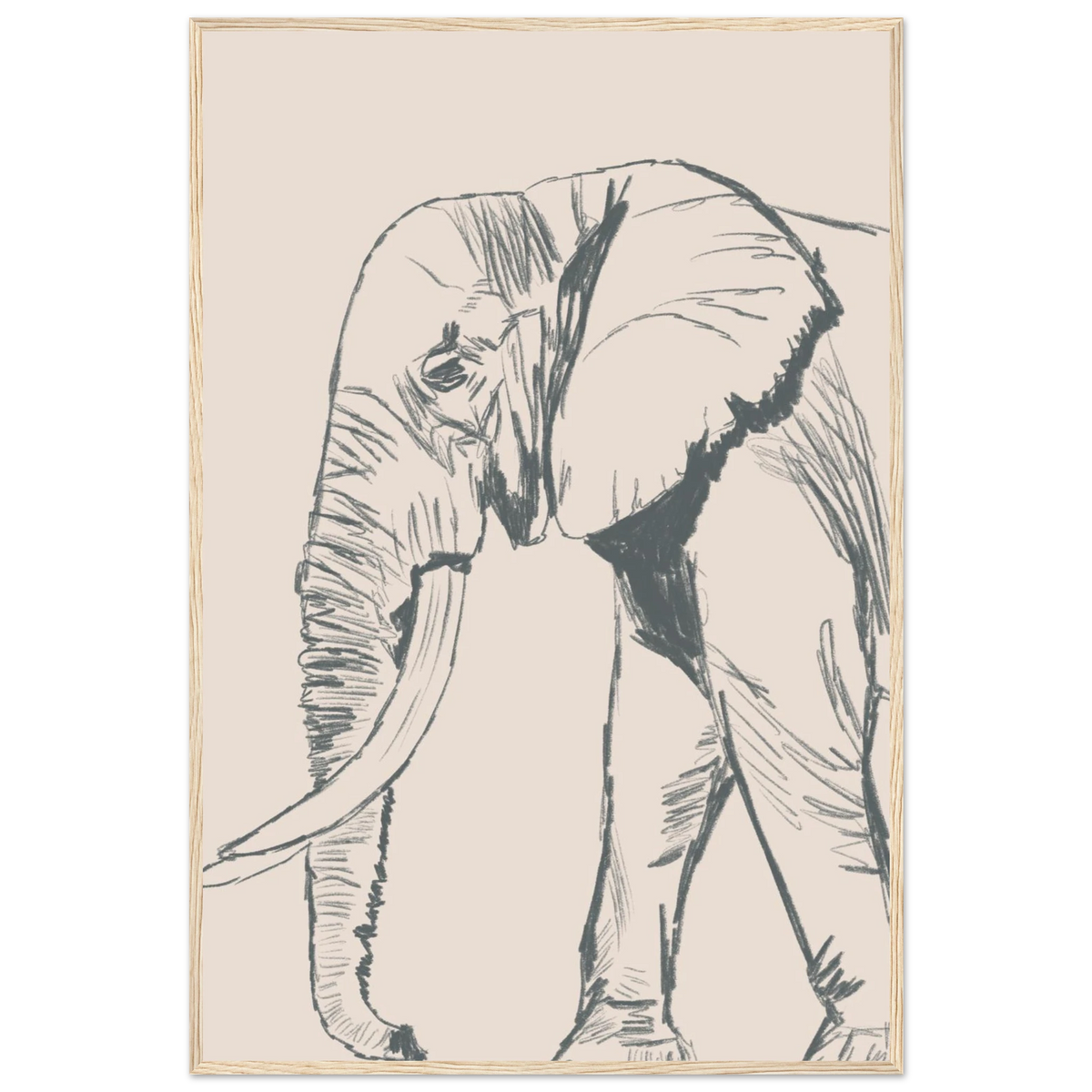 Le grand éléphant version couleur en cadre décoratif, ambiance douce