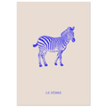 Le zèbre, version bleu électrique, affiche illustrée au crayon par Aude de Riberolles – visuel 4