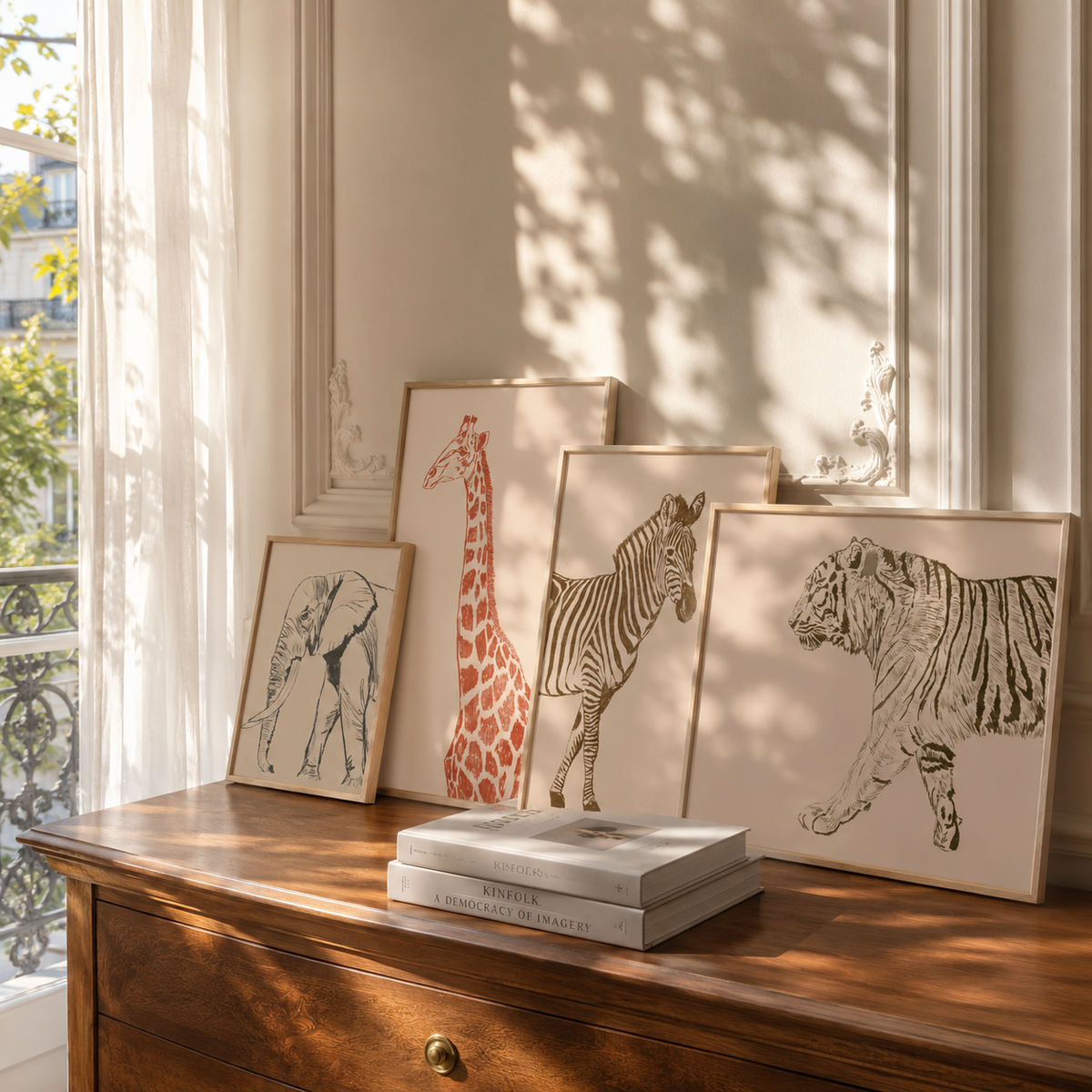 Collection Les animaux d'Aude de Riberolles – affiches illustrées au crayon pour chambre d'enfant