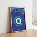 Affiche graphique Mykonos Bleu, destination soleil et voyage – ADR Gallery