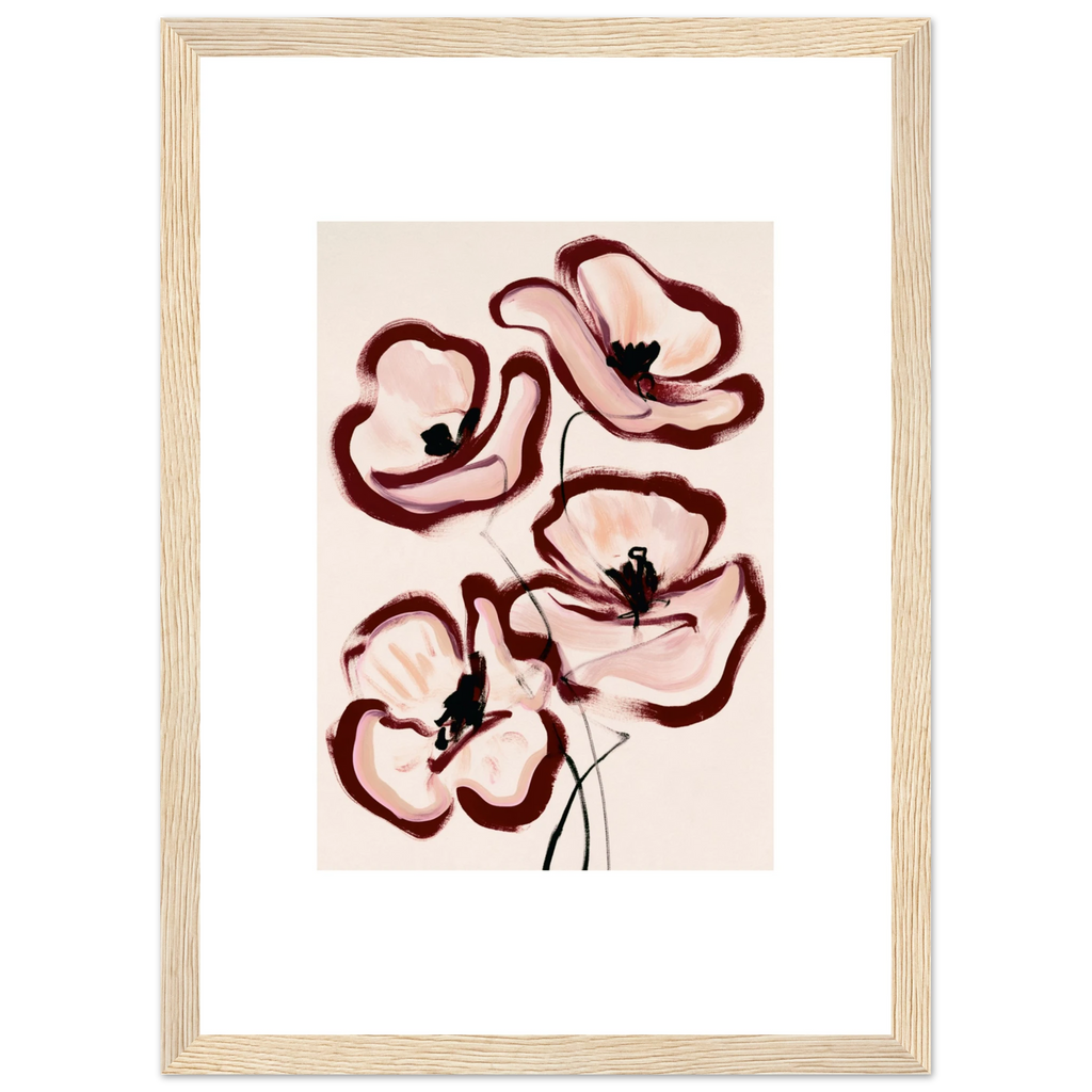 Peinture fleurs abstraites rose poudré bordeaux, affiche encadrée – visuel 7, ADR Gallery
