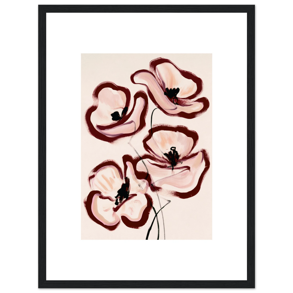Peinture fleurs abstraites rose poudré bordeaux, affiche encadrée – visuel 8, ADR Gallery