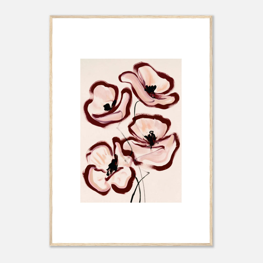 Peinture fleurs abstraites rose poudré bordeaux, affiche encadrée – visuel 9, ADR Gallery
