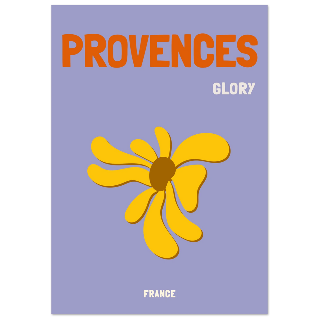 Affiche graphique Provences Glory, destination soleil et voyage – ADR Gallery