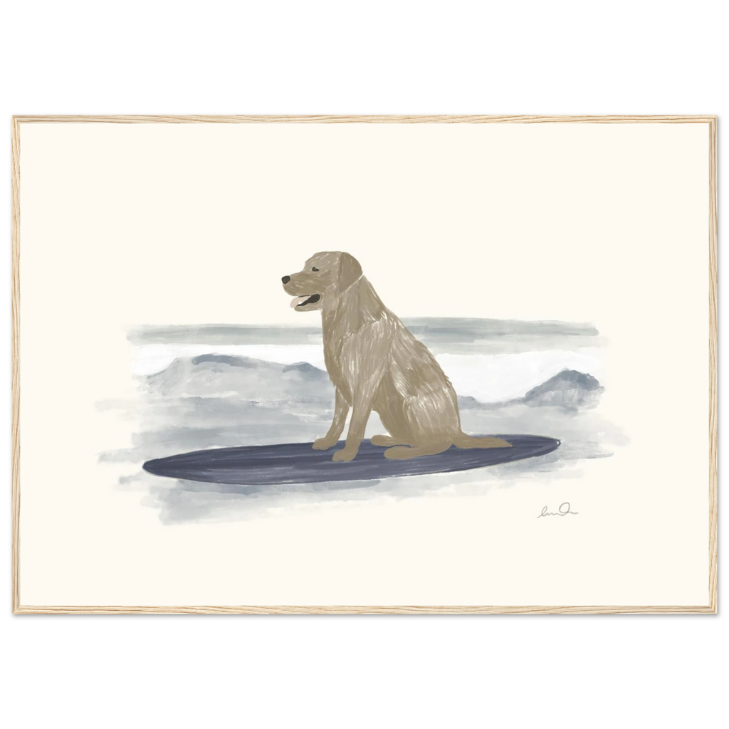 Surfing dog, affiche illustrée d'Émilie J. Ouellet encadrée – visuel 3