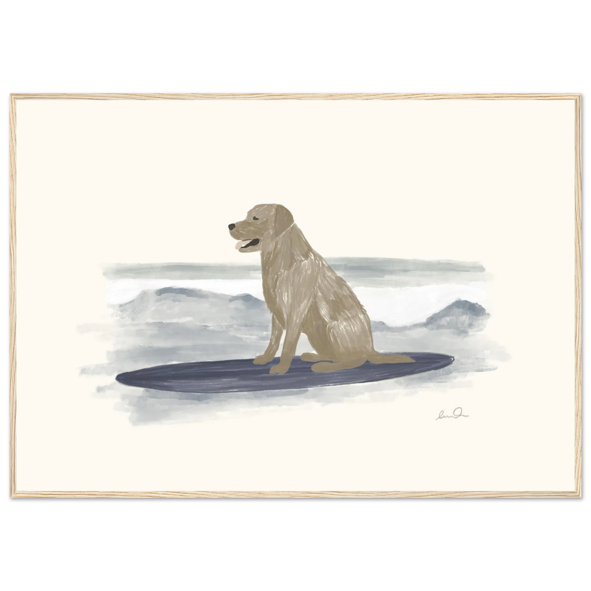 Surfing dog, affiche illustrée d'Émilie J. Ouellet encadrée – visuel 3