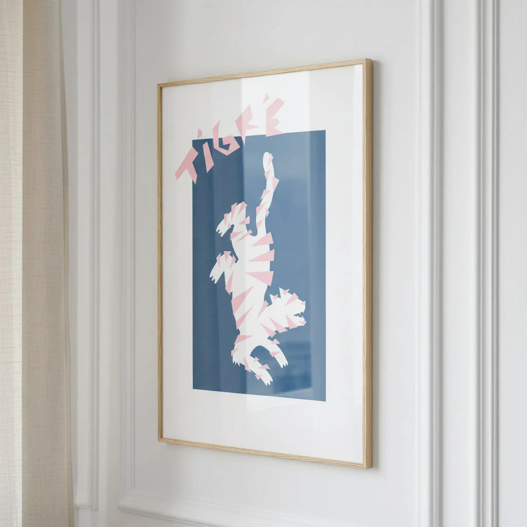 Tigré, illustration en papier poché par Julie Parmentier – affiche encadrée