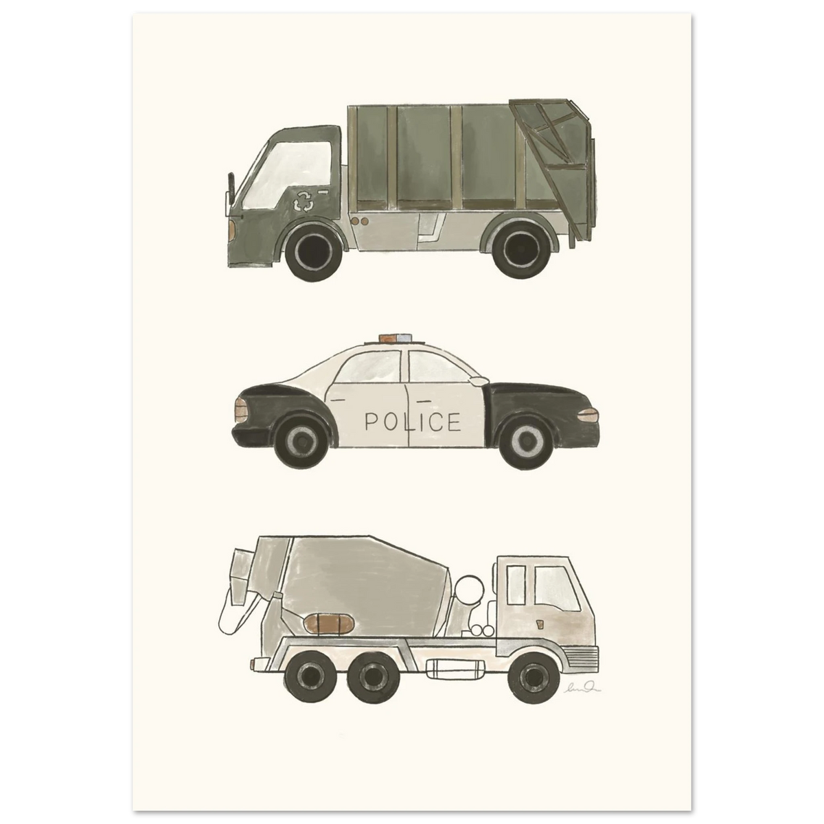 Trucks and car, affiche illustrée d'Émilie J. Ouellet – visuel 6