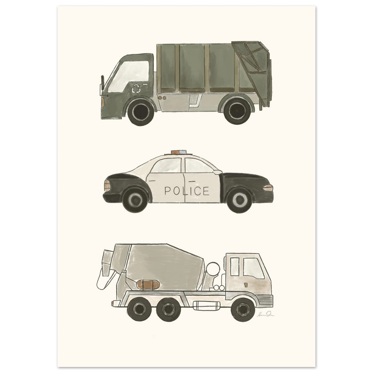 Trucks and car, affiche illustrée d'Émilie J. Ouellet – visuel 7