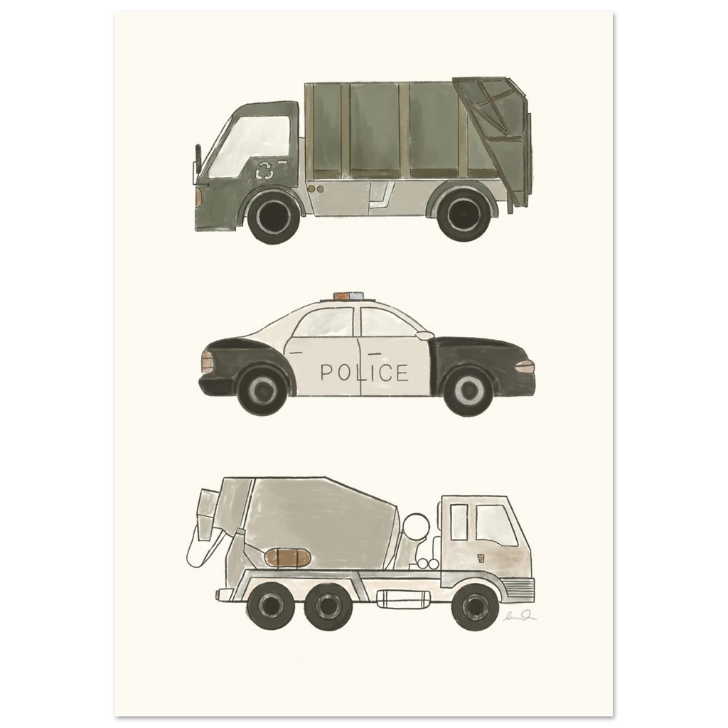 Trucks and car, affiche illustrée d'Émilie J. Ouellet – visuel 8