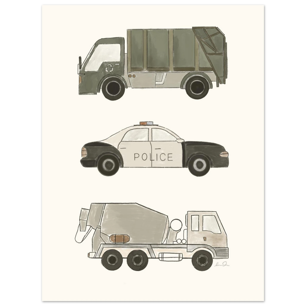 Trucks and car, affiche illustrée d'Émilie J. Ouellet – visuel 9
