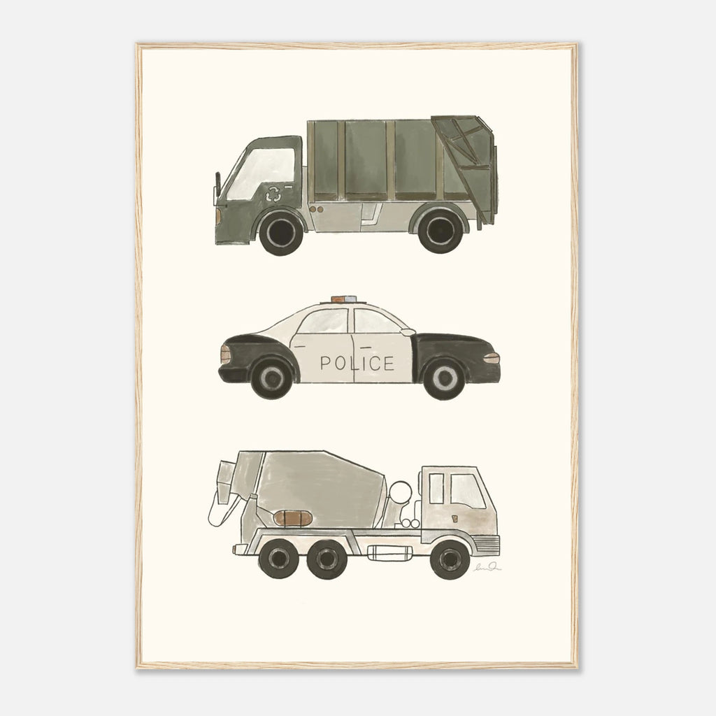 Trucks and car, affiche illustrée d'Émilie J. Ouellet encadrée – visuel 11