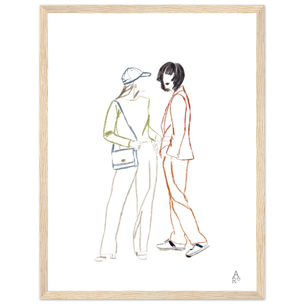 Two girls in NY en cadre bois clair, prête à accrocher – ADR Gallery