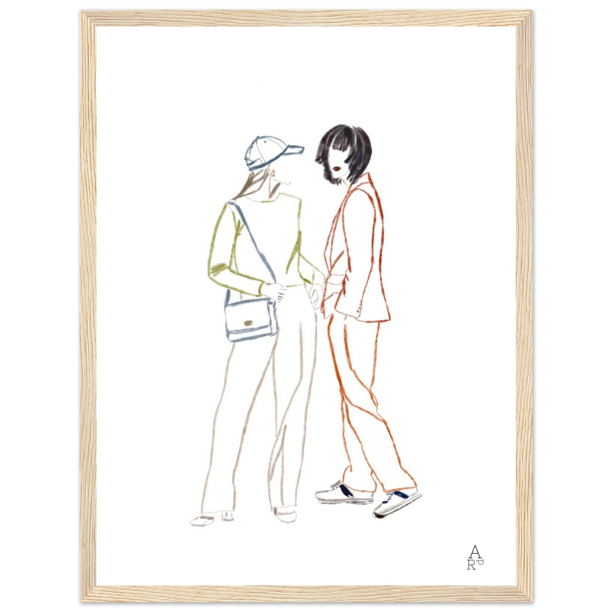 Two girls in NY en cadre bois clair, prête à accrocher – ADR Gallery