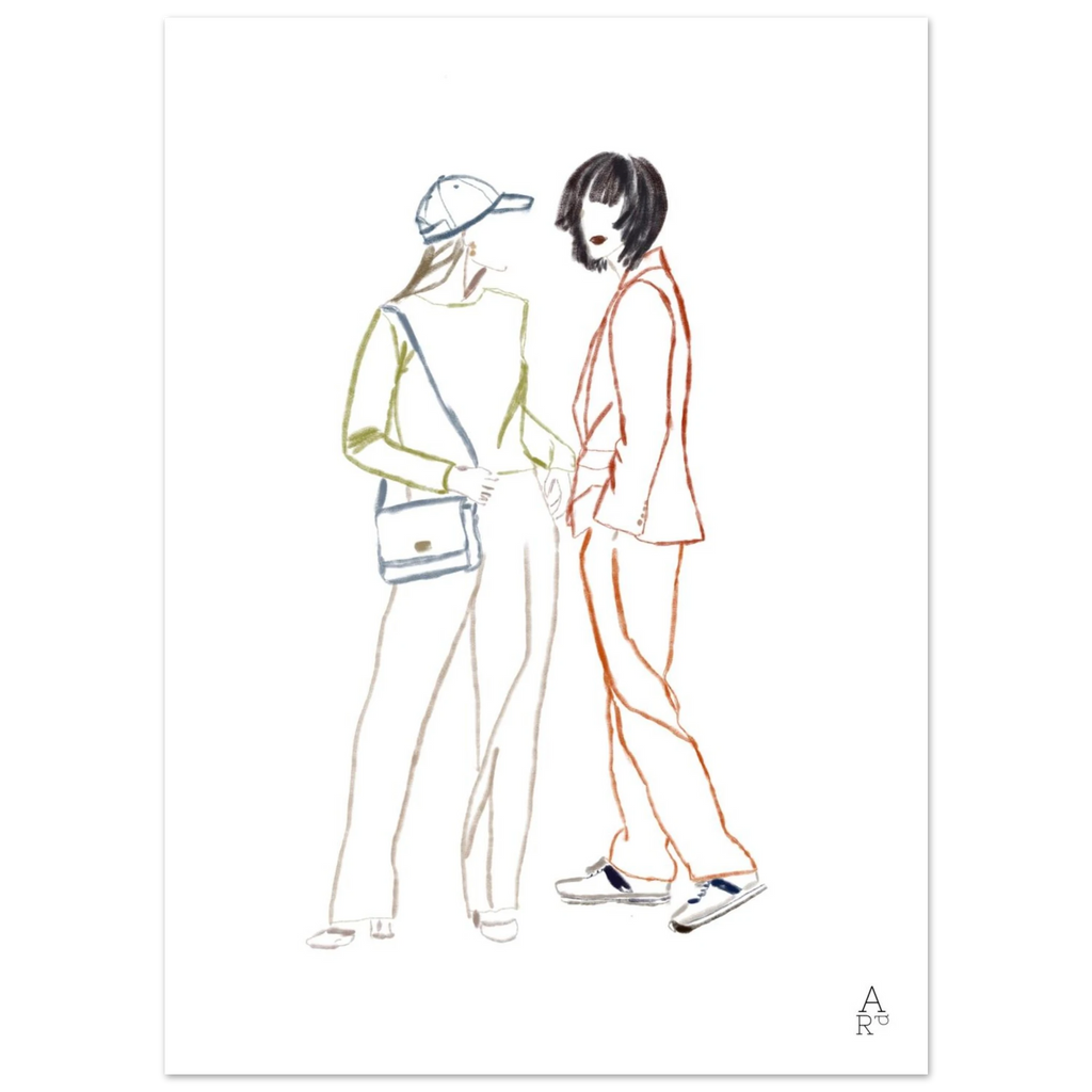 Two girls in NY, tirage d'art non encadré sur papier mat premium – Aude de Riberolles