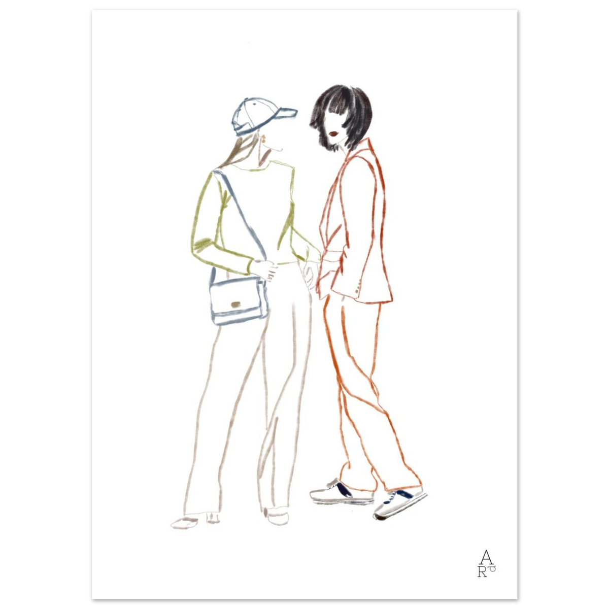 Two girls in NY, tirage d'art non encadré sur papier mat premium – Aude de Riberolles
