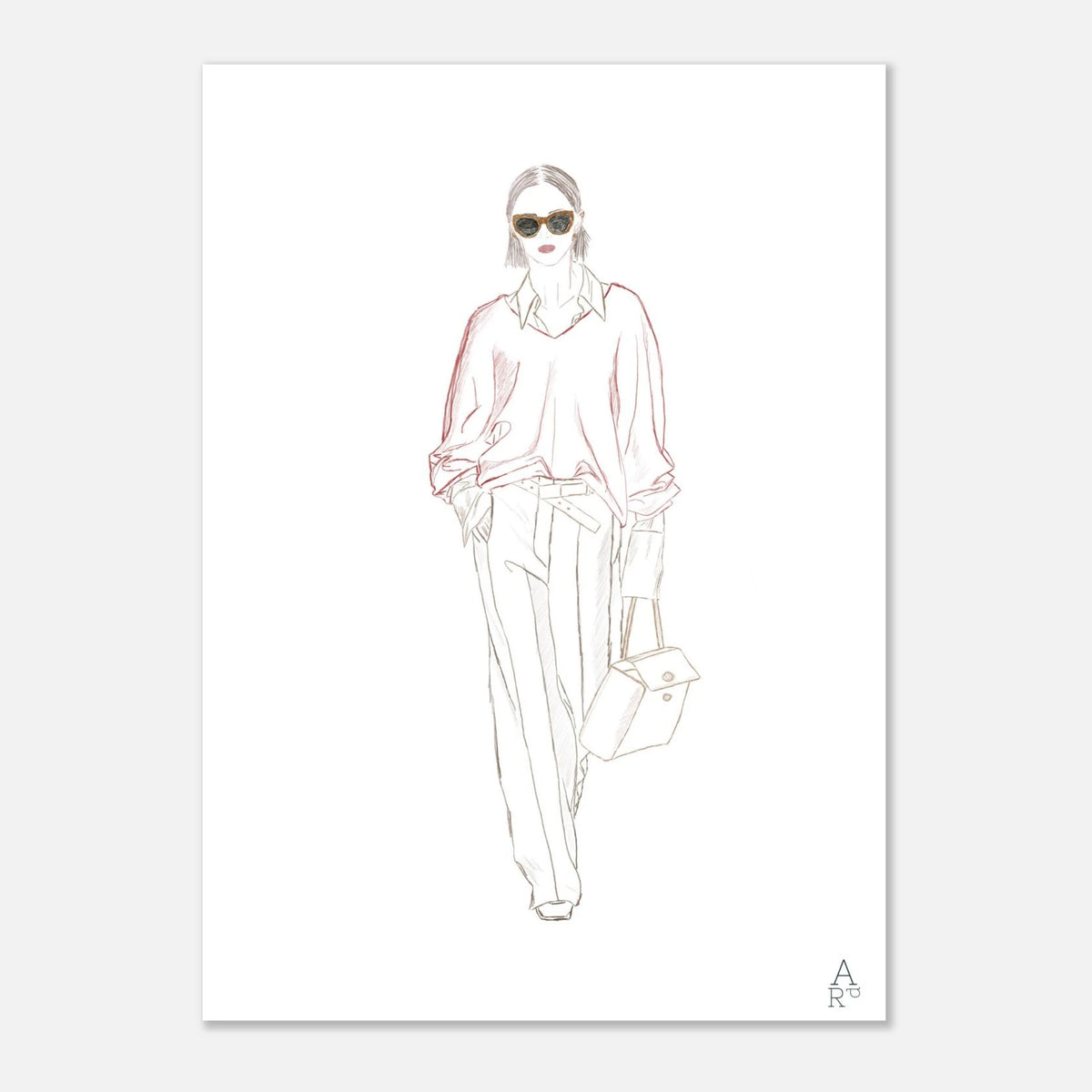 Woman walking N°1, tirage d'art sur papier mat premium – Aude de Riberolles